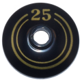 Lego NEW - Dish 2 x 2 Inverted (Radar) with Gold Circles and Number 25 Pattern~ [Black]