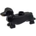 Lego NEW - Dog Dachshund with Black Eyes and Nose and Tan Markings Pattern (BAM)~ [Black]