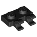 Lego NEW - Plate Modified 1 x 2 with 2 Open O Clips (Horizontal Grip)~ [Black]