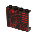 Lego NEW - Panel 1 x 4 x 3 with Side Supports - Hollow Studs with Red Shadow the Hedgehog ~ [Black]