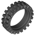 Lego Used - Tire 24mm D. x 7mm Offset Tread - Band Around Center of Tread~ [Black]