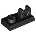 Lego Used - Plate Modified 1 x 2 with Clip with Center Cut on Top~ [Black]