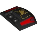 Lego NEW - Wedge 3 x 4 x 2/3 Triple Curved with Gold Spider Logo and Red and Dark Red Pane~ [Black]