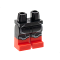 Lego NEW - Hips and Legs with Molded Red Lower Legs / Boots and Printed Silver ArmorLines~ [Black]