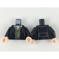 Lego NEW - Torso Coat with Lapels Gold Necklace White Collar Olive Green Vest Pattern/ Bl~ [Black]