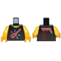 Lego NEW - Torso Sleeveless Top with Red Guitar White Lightning Bolts and 'TOUR' onBack P~ [Black]