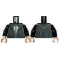Lego NEW - Torso Jacket with Wide Lapels White Shirt with Black Bow Tie and Vest Pattern /~ [Black]