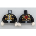 Lego NEW - Torso Suit Jacket Bolero with Elaborate Gold Trim White Skeleton Torso RedHear~ [Black]