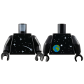 Lego NEW - Torso with White Dots and Sparkles / Stars Comet Earth and Moon on Back Pattern~ [Black]