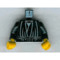 Lego Used - Torso SW Layered Shirt Robe Tie Pattern / Black Arms / Yellow Hands~ [Black]