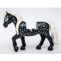 Lego Used - Horse with 2 x 2 Cutout and Movable Neck with Molded White Tail and BraidedMa~ [Black]