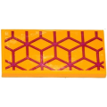 Lego Used - Tile 2 x 4 with Magenta Diamond Cube Geometric Pattern (Sticker)~ [Bright Light Orange]