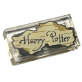 Lego NEW - Tile 1 x 2 with Groove with Dark Brown 'Harry Potter' on Tan ParchmentPa~ [Trans-Clear]
