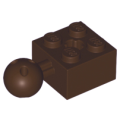 Lego Used - Technic Brick Modified 2 x 2 with Ball Joint and Axle Hole with 6 Holes i~ [Dark Brown]