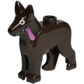 Lego NEW - Dog Alsatian / German Shepherd with White Eyes Black Nose and Dark PinkTo~ [Dark Brown]