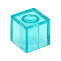 Lego NEW - Minifigure Head Modified Cube Plain~ [Trans-Light Blue]
