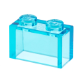 Lego NEW - Brick 1 x 2 without Bottom Tube~ [Trans-Light Blue]