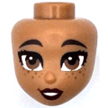 Lego NEW - Mini Doll Head Friends with Dark Brown Eyebrows Medium Brown Eyes and F~ [Medium Nougat]