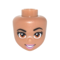 Lego NEW - Mini Doll Head Friends with Orange Eyes and Bright Pink Lips Pattern(B~ [Medium Nougat]