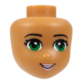 Lego Used - Mini Doll Head Friends with Green Eyes Pale Pink Lips and Open MouthP~ [Medium Nougat]