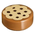 Lego Used - Tile Round 1 x 1 with Cookie Tan Frosting and Chocolate Sprinkles Patt~ [Medium Nougat]