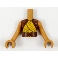 Lego NEW - Torso Mini Doll Girl Reddish Brown Shrug and Belt Yellow Wrappings Patt~ [Medium Nougat]