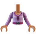 Lego NEW - Torso Mini Doll Girl Lavender Top with Magenta Belt Medium Blue Buckle ~ [Medium Nougat]