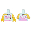 Lego NEW - Torso Female Outline Dress with Pink Unikitty Hearts Stars and BeadedNeck~ [Light Aqua]
