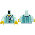 Lego NEW - Torso Pajamas 3 Buttons Dark Turquoise Vertical Stripes Pocket Bright Pink~ [Light Aqua]