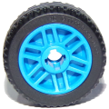 Lego Used - Wheel 14mm D. x 9.9mm with Center Groove Fake Bolts and 6 Double Spokes w~ [Dark Azure]