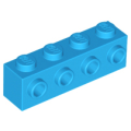 Lego NEW - Brick Modified 1 x 4 with Studs on Side~ [Dark Azure]
