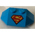Lego NEW - Wedge 2 x 4 Triple with Superman 'S' Logo Reverse Pattern~ [Dark Azure]
