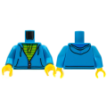 Lego NEW - Torso Hoodie with Zipper over Lime and Green Striped Shirt Pattern / Dark ~ [Dark Azure]