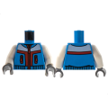 Lego NEW - Torso Jacket with Red Zippers and Stripes White Panel Pattern / White Arms~ [Dark Azure]