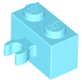 Lego NEW - Brick Modified 1 x 2 with Open O Clip Thick (Vertical Grip)~ [Medium Azure]
