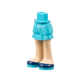 Lego Used - Mini Doll Hips and Skirt Layered Light Nougat Legs and Dark Blue Shoes~ [Medium Azure]
