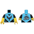 Lego NEW - Torso Jersey with Black Bird Emblem and White 'ViTA RUSH' and Mountains ~ [Medium Azure]