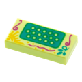 Lego NEW - Tile 1 x 2 with Groove with Accordion Keys on Dark Turquoise Panel Ma~ [Yellowish Green]