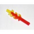 Lego Used - Wave Rounded Straight Bar 4L (Flame) with Marbled Trans-Yellow Pattern~ [Trans-Red]