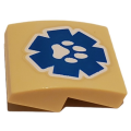 Lego NEW - Slope Curved 2 x 2 x 2/3 with White Paw Print on Blue Wildlife Rescue LogoPatter~ [Tan]