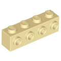 Lego Used - Brick Modified 1 x 4 with Studs on Side~ [Tan]