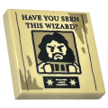 Lego NEW - Tile 2 x 2 with Groove with Black 'HAVE YOU SEEN THIS WIZARD?' and Sirius Black M~ [Tan]