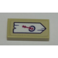 Lego Used - Tile 1 x 2 with Archery Arrow in Target Sign on White Board Pattern (Sticker) - ~ [Tan]