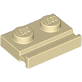 Lego NEW - Plate Modified 1 x 2 with Door Rail~ [Tan]