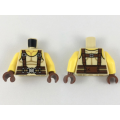 Lego NEW - Torso Tank Top with Yellow Neck Reddish Brown Suspenders and Belt SilverBuckles ~ [Tan]
