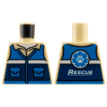 Lego Used - Torso Blue and Dark Blue Vest with Pockets and White Stripe over Shirt with Coll~ [Tan]