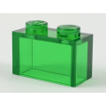 Lego NEW - Brick 1 x 2 without Bottom Tube~ [Trans-Green]