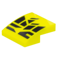 Lego NEW - Slope Curved 2 x 2 x 2/3 with Black Geometric Shapes Design Pattern~ [Neon Yellow]