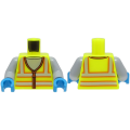 Lego NEW - Torso Safety Vest with Zipper and Silver and Orange Reflective Stripes ov~ [Neon Yellow]
