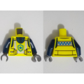 Lego NEW - Torso Police Safety Vest with Pouches Silver Reflective Stripes and Blue ~ [Neon Yellow]